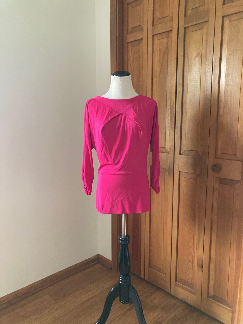 Etcetera Fuschia Stretch Pullover Top, Size S